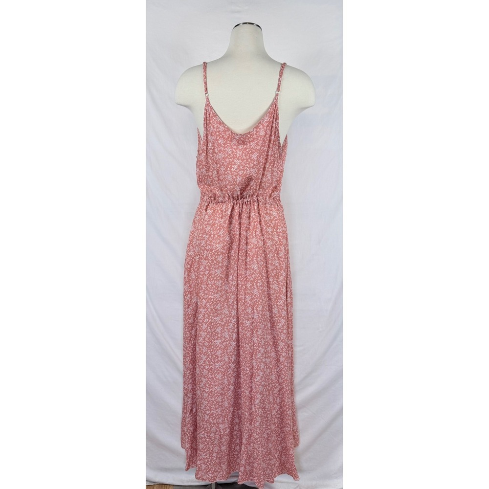 Floral Rose Pink Maxi Dress XL Drawstring Waist Soft Feminine Cottage Country - Picture 4 of 9